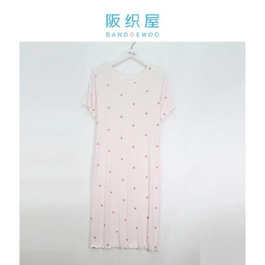 阪织屋莫代尔草莓印花短袖家居裙/短袖长裤开衫套装6532150592103 商品图2