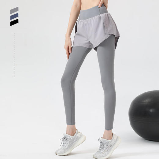 假两件瑜伽裤女夏季薄款外穿紧身跑步速干运动裤子专业健身服 商品图7