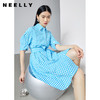 NEELLY纳俪商场同款格纹衬衫式连衣裙女收腰系带A字裙2022夏季N22044Y04420 商品缩略图0