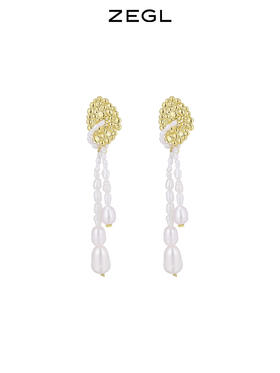 ZEGL复古淡水珍珠耳环女小众设计感高级长款流苏耳钉925银针耳饰