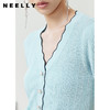 NEELLY纳俪商场同款气质V领波浪短袖针织衫女夏季新品透气单排扣N22042A01033 商品缩略图1