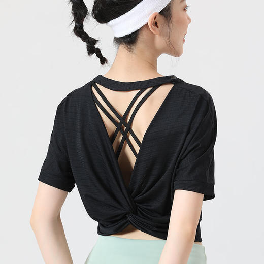 2022美背健身瑜伽服女宽松透气速干运动T恤跑步罩衫训练上衣短袖 商品图1