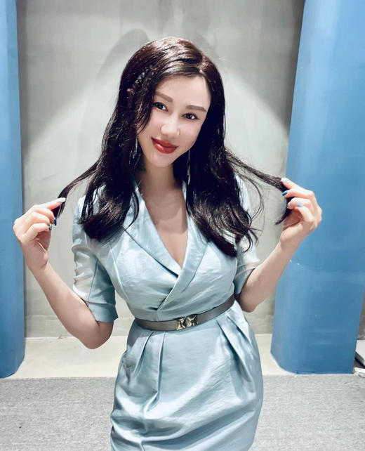 “幽光贝母”J8382948X颈袖添香年装气质修身包臀职场OL正装短分袖翻领连衣裙女J8382948X 商品图2