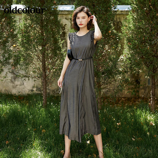 oldcolour2022新品夏季连身裙裤垂感高腰气质休闲阔腿连体裤女 BO22123018B 商品图1