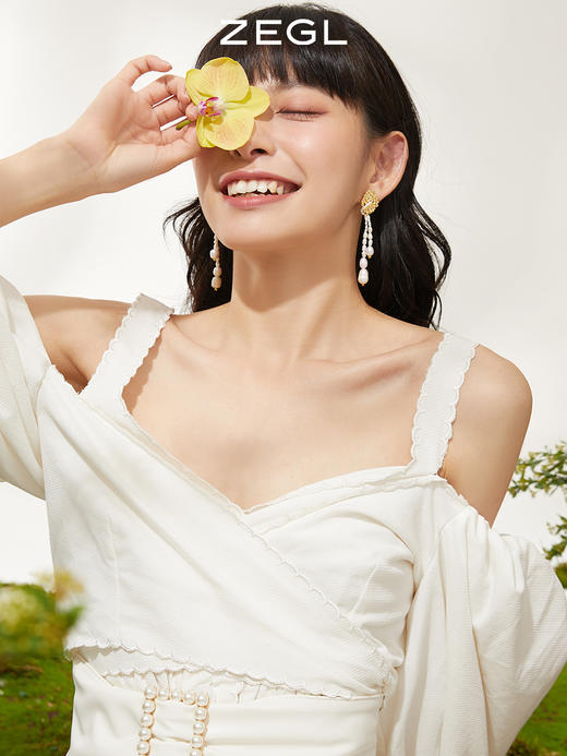 ZEGL复古淡水珍珠耳环女小众设计感高级长款流苏耳钉925银针耳饰 商品图1