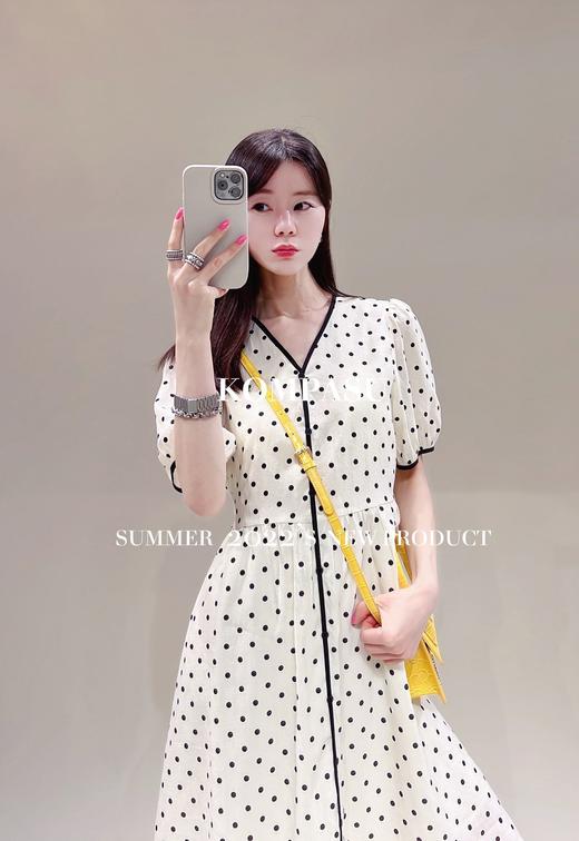 卡帕苏高腰V领泡泡袖长裙 K233203 商品图1