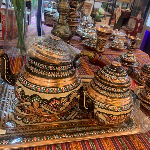 3208965手工紫铜雕花珐琅彩红茶子母壶* 商品图2