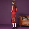 仿香云纱两件套2022春新款修身显瘦红色印花喜庆连衣裙 商品缩略图4