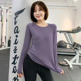 瑜伽服女春秋季长袖运动跑步上衣外穿紧身弹力健身t恤普拉提训练服