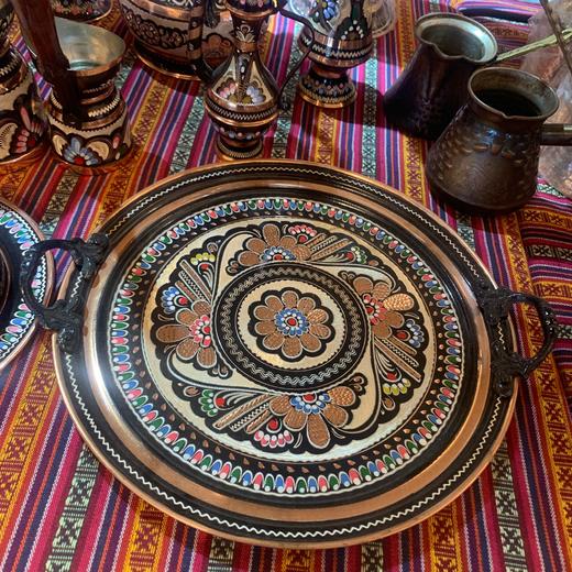 320245手工紫铜雕花珐琅彩手煮咖啡壶咖啡杯组合10cm*25cm 商品图3