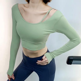瑜伽服女春秋款性感弹力紧身长袖普拉提健身上衣运动跑步训练T恤
