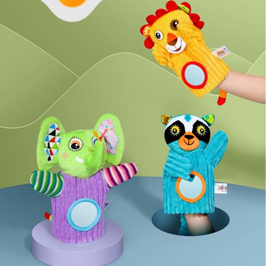 【品牌授权】jollybaby动物安抚手偶互动指偶可入口啃咬玩偶婴儿玩具6-12个月 带响铃哈哈镜 安全可啃咬 水洗不掉色儿童礼物 商品图1