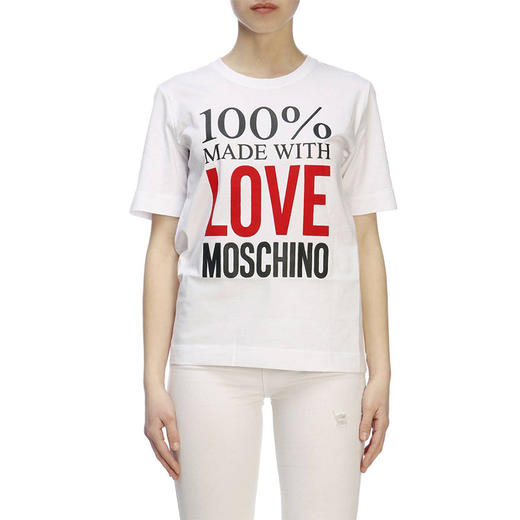 LOVE MOSCHINO 莫斯奇诺 女士短袖T恤 白色 W4F1 51IM 3517 A00 商品图0