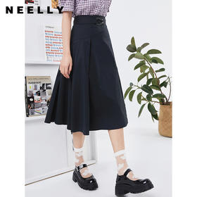 NEELLY纳俪商场同款夏季高腰半身裙女不规则设计小众A字裙简约N22044E04410