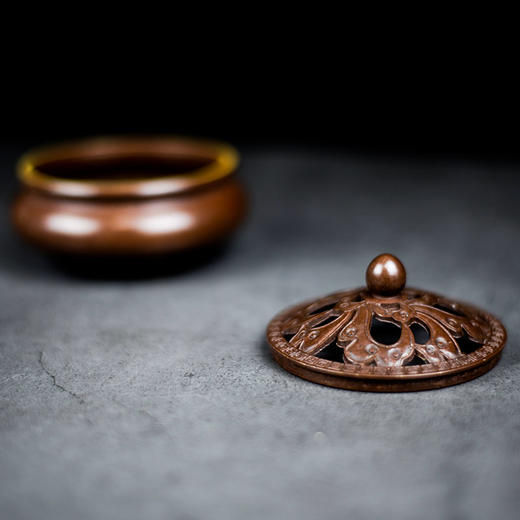 花盖纯铜盘香炉 商品图3