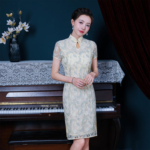 浅色蕾丝旗袍仙女裙，少女改良年轻款复古日常连衣裙YSD-05943 商品图3