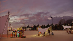 坛南湾不可过夜-6人位白金沙滩天幕客厅蝶形天幕天幕