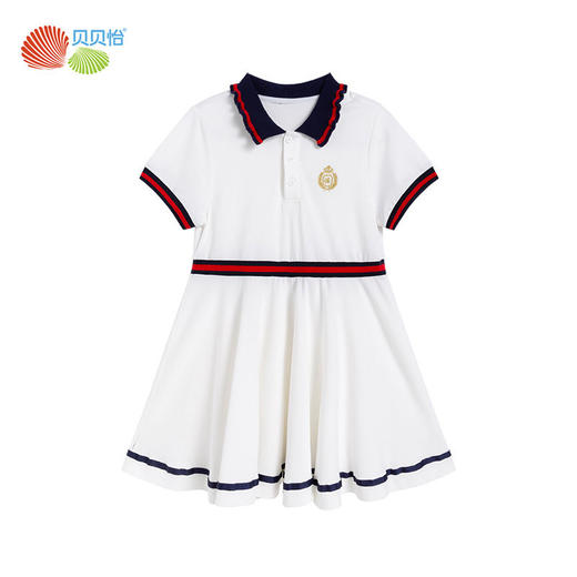 贝贝怡甜美短袖连衣裙女童时尚白色2022年夏季新款女宝高档公主裙 商品图4