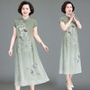 【MQ】母亲节衣服妈妈夏装连衣裙高贵夫人刺绣旗袍裙中老年女装雪纺裙子 商品缩略图0