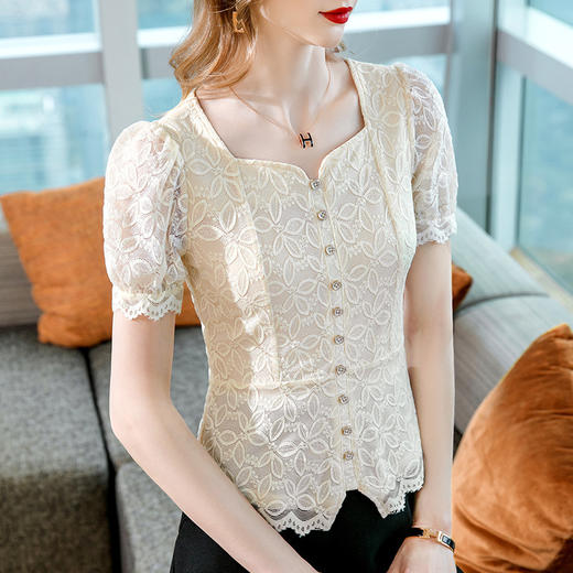 复古法式，锁骨方领洋气小衫减龄公主范上衣SG-L2C0282 商品图2