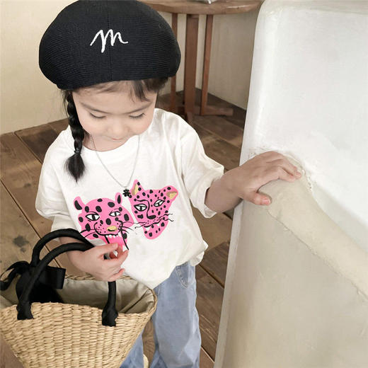 黛唯梵小童短袖t恤女童夏装2022新款洋气纯棉时尚韩版宽松宝宝儿童体恤 商品图1