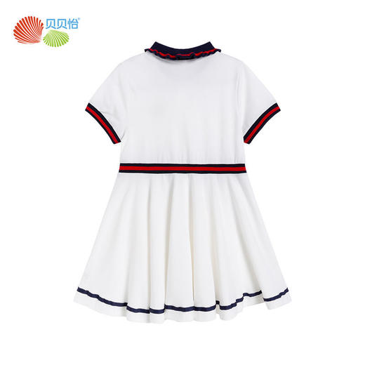 贝贝怡甜美短袖连衣裙女童时尚白色2022年夏季新款女宝高档公主裙 商品图5