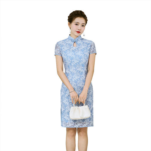 浅色蕾丝旗袍仙女裙，少女改良年轻款复古日常连衣裙YSD-05943 商品图4