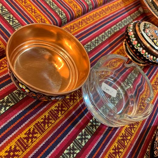 320631手工紫铜雕花珐琅彩烟灰缸4cm*7cm 商品图0