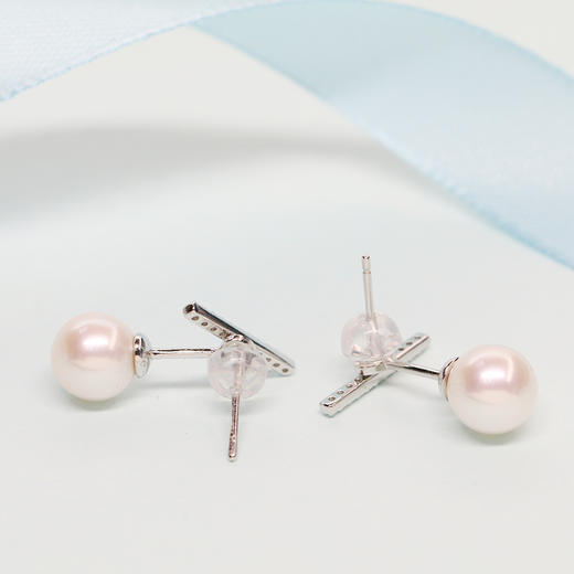 美裕 一生一世 925银 淡水珍珠耳钉 8-9mm白 104969 商品图1