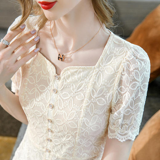 复古法式，锁骨方领洋气小衫减龄公主范上衣SG-L2C0282 商品图1