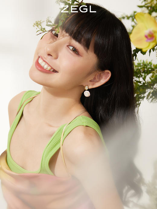 ZEGL粉色耳环女芭比风粉色爱心耳钉2023年新款小众设计925银针耳饰 商品图2