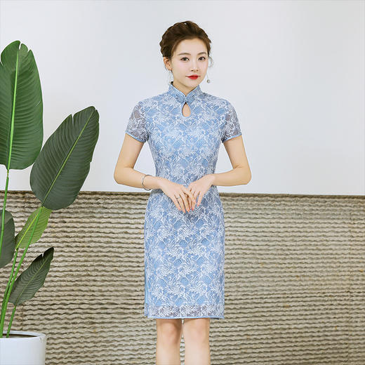 浅色蕾丝旗袍仙女裙，少女改良年轻款复古日常连衣裙YSD-05943 商品图2