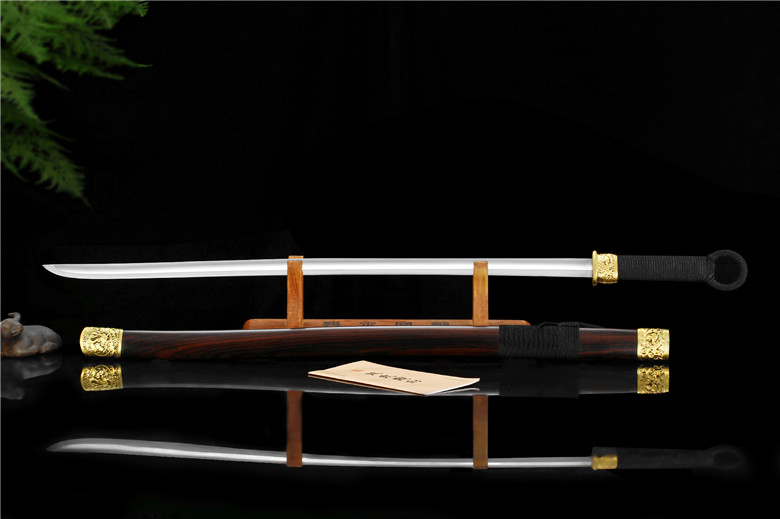 破军环首汉刀▏百炼折叠锻造花纹钢刃纯铜手雕刀装