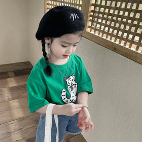 黛唯梵小童短袖t恤女童夏装2022新款洋气纯棉时尚韩版宽松宝宝儿童体恤