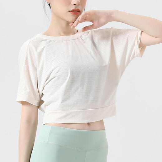 2022美背健身瑜伽服女宽松透气速干运动T恤跑步罩衫训练上衣短袖 商品图3