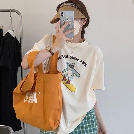 黛唯梵定制款2022夏韩国东大门T恤180g精梳棉ins风宽松休闲短袖上衣 商品图6