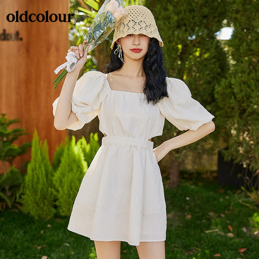 oldcolour2022新品夏季连衣裙设计感腰部镂空高级感气质公主裙BO22101046B 商品图0