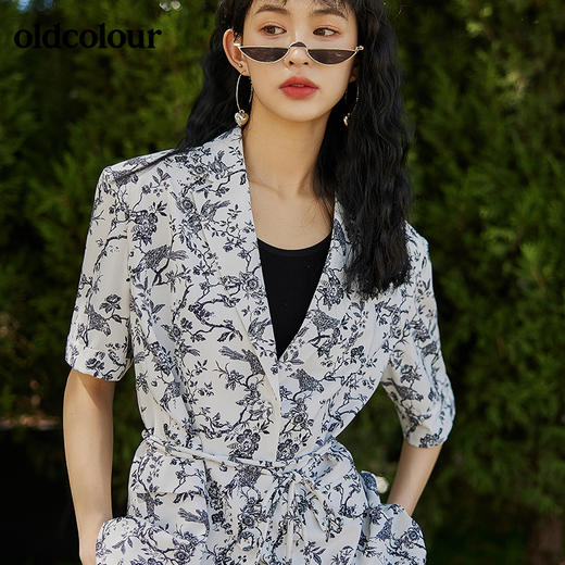 oldcolour2022夏季新品中国风上衣女个性小碎花国潮小西装女薄款 BO21048039B 商品图2
