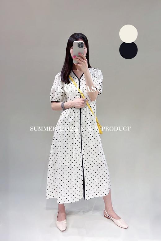 卡帕苏高腰V领泡泡袖长裙 K233203 商品图0