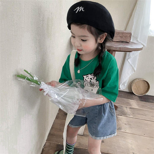 黛唯梵小童短袖t恤女童夏装2022新款洋气纯棉时尚韩版宽松宝宝儿童体恤 商品图2
