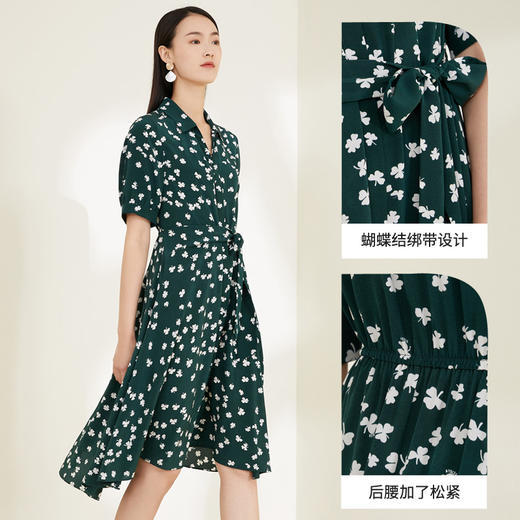 【100%桑蚕丝】玳莎印花真丝连衣裙2022夏季新款轻奢气质设计感女 CB35108 商品图1