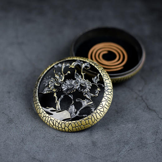 梅兰竹菊合金盘香炉 商品图4