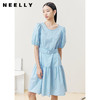 NEELLY纳俪商场同款连衣裙女圆领系带泡泡袖A字裙中长款夏季新款N22042Y01049 商品缩略图2