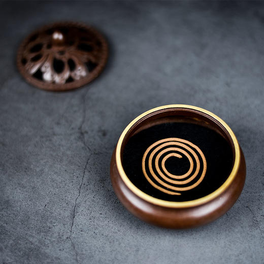 花盖纯铜盘香炉 商品图4