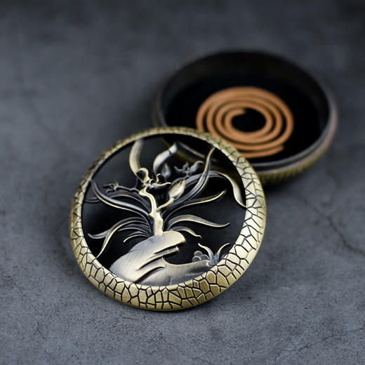 梅兰竹菊合金盘香炉 商品图2