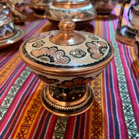 320147手工紫铜雕花珐琅彩-罐H 9/10*