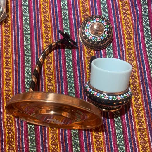 320254手工紫铜雕花珐琅彩吊挂咖啡杯13cm*12cm 商品图5