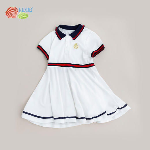 贝贝怡甜美短袖连衣裙女童时尚白色2022年夏季新款女宝高档公主裙 商品图0