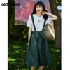 oldcolour2022夏季新品背带裙个性复古绿色提花质感A型背带裙 BO23105031B 商品缩略图1