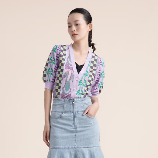 谜底2022夏季中袖针织防晒开衫女空调衫披肩外搭小外套222MZ0888 商品图0